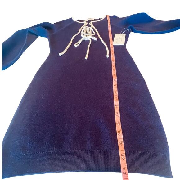 West Bridge Apparel Rare Prototype Knit Dress Navy Blue Lace-Up Front Size S/M - Picture 9 of 10